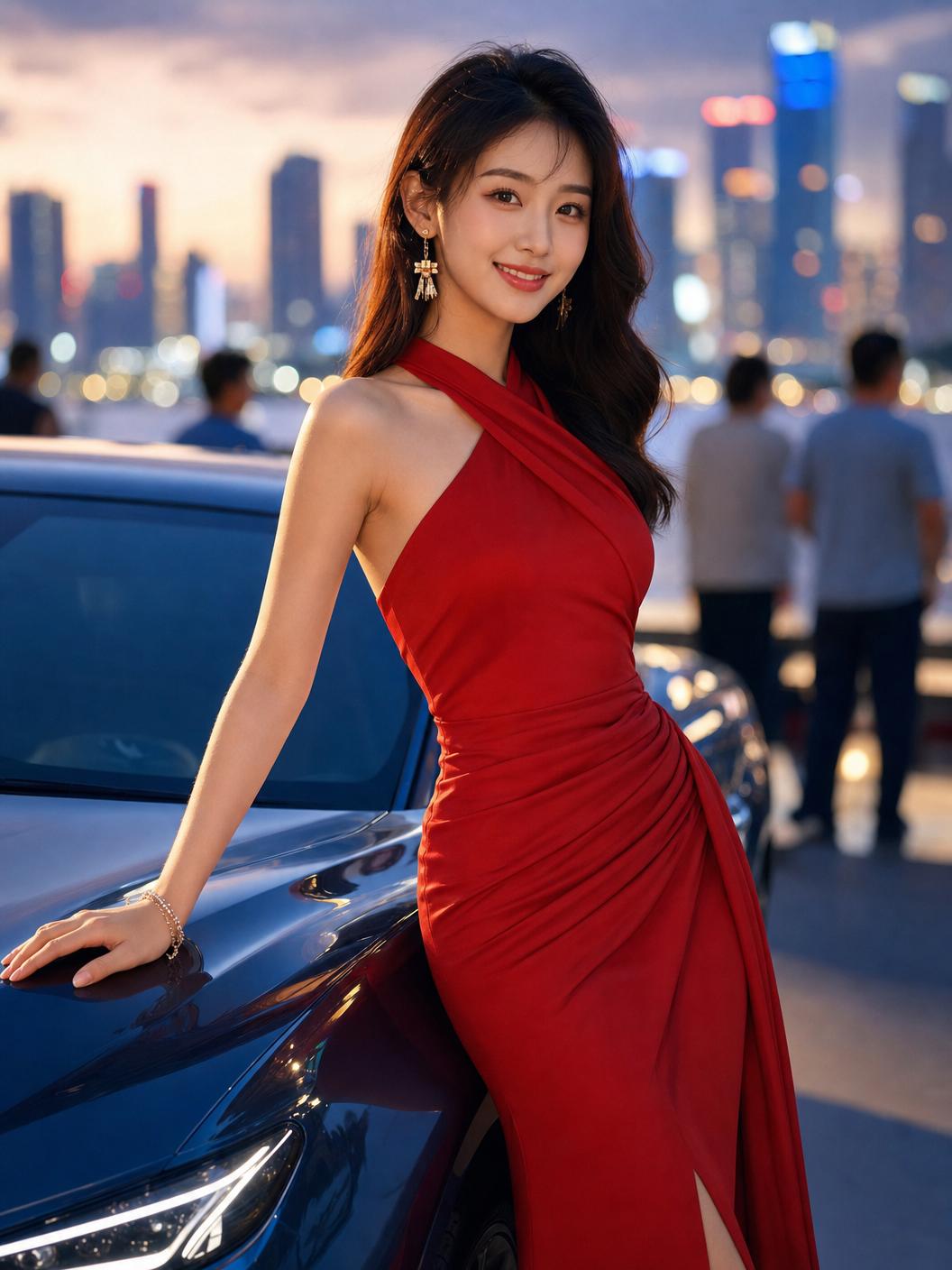 成人写真生活视频-车展红裙模特幕后花絮封面